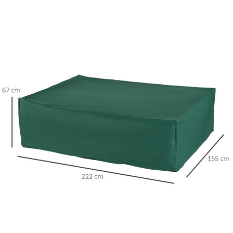 Outsunny Garden Furniture Cover, Oxford Fabric Outdoor Rectangular Rattan Furniture Cover with PE Coating, Waterproof, Windproof, Anti-UV, 222 x 155 x 67cm, Green