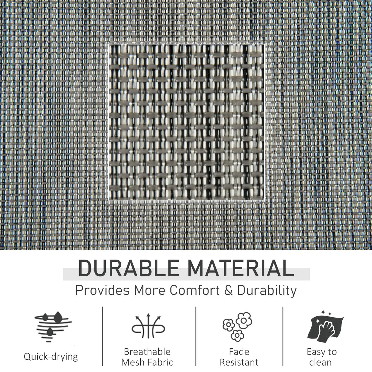 Outsunny Outdoor Garden Rocking Chair, Patio Sun Lounger Rocker Chair with Breathable Mesh Fabric, Removable Headrest Pillow, Armrest, Side Storage Bag, Dark Grey