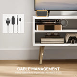 HOMCOM TV Stand up to 55 Inches, TV Unit with Open Shelves and Cable Holes - White