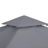 Outsunny 3(m) Gazebo Top Cover Double Tier Canopy Replacement Pavilion Roof Deep Grey