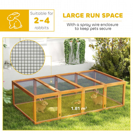 PawHut Big Hutches for Rabbits - 6ft Wooden Spacious Outdoor Rabbit Hutch for Pet Rabbits, Natural Wood