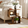 HOMCOM Side Table, Narrow End Table with Storage Shelves, S-Shaped, 3-Tier, 50W x 19.5D x 58H cm, Rustic Brown