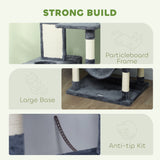PawHut 206cm Cat Tree, Multi-Level Cat Tower with Scratching Posts and Board, Beds, Condos, Platforms, Toy Balls, Dark Grey