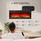 HOMCOM 1800W 15-40 Adjustable Flame Glass Panel Convector Heater, 127cm