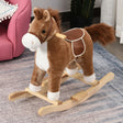 HOMCOM Kids Classic Rocking Horse, with Moving Mouth, Neighing Sounds, Brown