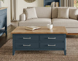 Signature Blue Coffee Table with drawers & hidden storage trunk