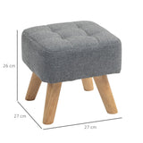 HOMCOM Linen-Look Square Padded Footstool - Grey