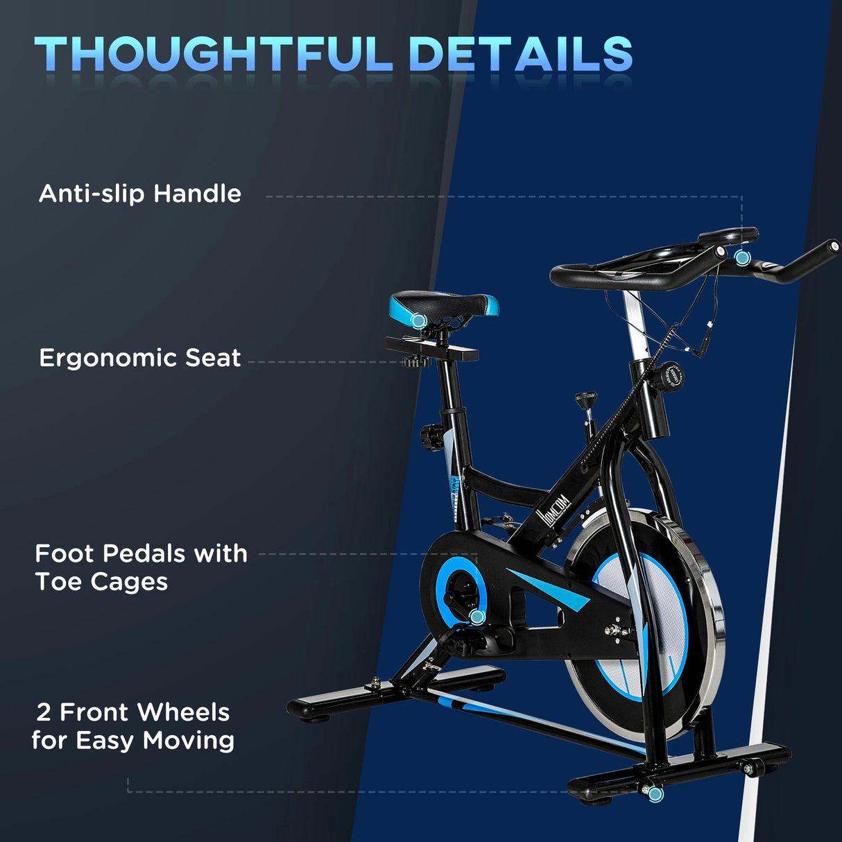 HOMCOM Stationary Exercise Bike, 8kg Flywheel Indoor Cycling Workout Fitness Bike, Adjustable Resistance Cardio Exercise Machine w/ LCD Monitor Pad and Phone Holder for Home, Gym, Office, Black