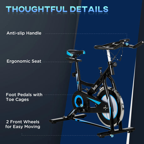 HOMCOM Stationary Exercise Bike, 8kg Flywheel Indoor Cycling Workout Fitness Bike, Adjustable Resistance Cardio Exercise Machine w/ LCD Monitor Pad and Phone Holder for Home, Gym, Office, Black