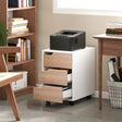 HOMCOM 3 Drawer Mobile File Cabinet, Vertical Filing Cabinet with Wheels for Home Office, Oak