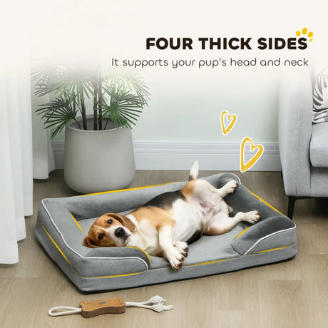 PawHut Dog Sofa Bed, Washable Pet Bed with Removable Cover and Non-Slip Bottom for Cats, Small and Medium Dogs, Grey