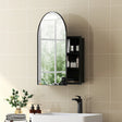 HOMCOM Bathroom Mirror Cabinet with Mirror, Arched Wall Mounted Bathroom Cabinet with Storage Shelves, Black