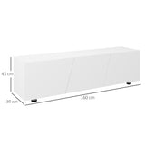 HOMCOM High Gloss TV Unit, 160cm TV Stand Cabinet for TVs up to 70" with Storage Shelf and Cable Management for Living Room, White