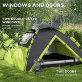 Outsunny Two-Man One Room Camping Tent, with Accessories - Green