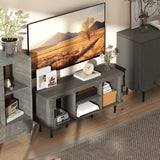 HOMCOM TV Stand Cabinet for TVs up to 55 Inches, TV Unit with Storage Shelves and Cupboard for Living Room, Grey