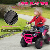 AIYAPLAY 12V Kids Electric Ride on ATV, Battery-Powered Quad Bike w/ Spring Suspension, Forward Backward, Storage Basket, Pink