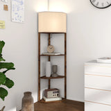 HOMCOM Corner Floor Light, with Shelves - Wood-Effect