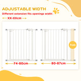 PawHut Adjustable Safety Gate w/ One Extensions, Four Adjustable Screws, White