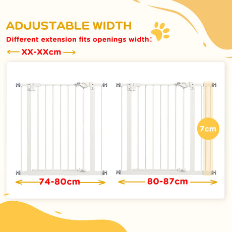 PawHut Adjustable Safety Gate w/ One Extensions, Four Adjustable Screws, White