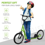 HOMCOM Kick Scooters for Kids with Adjustable Height, Anti-Slip Deck, Dual Brakes, Rubber Tyres, for Boys and Girls Aged 5+ Years Old - Green