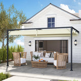 Outsunny 4 x 3 m Pergola, with Sliding Canopy - Cream