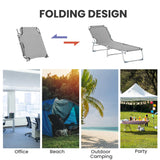 Outsunny Reclining Sun Lounger Chair Folding Camping Bed with 4-Position Adjustable Backrest, Grey