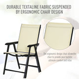 Outsunny Set of Four Folding Garden Chairs - Beige