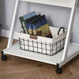 HOMCOM Movable Computer Desk with 4 Moving Wheels Sliding Keyboard Tray Home Office Workstation White