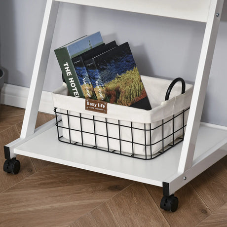 HOMCOM Movable Computer Desk with 4 Moving Wheels Sliding Keyboard Tray Home Office Workstation White