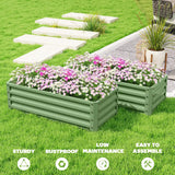 Outsunny Set of Two 110 x 50cm Steel Planter Boxes -  Light Green