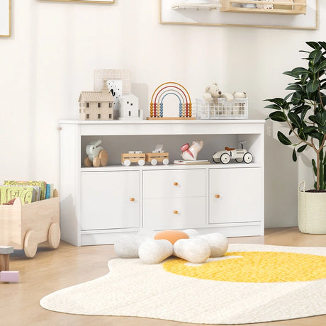 Kids Toy Storage Organizer with Open Shelf and 2 Drawers for Playroom-White