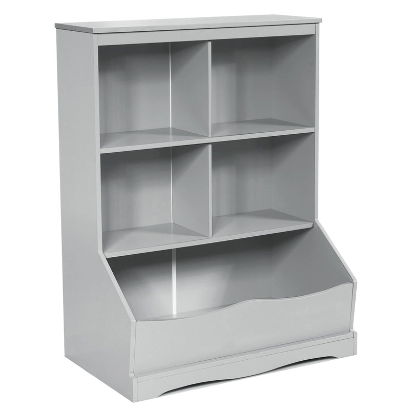 3-Tier Children's Multi-Functional Bookcase Toy Storage Bin Floor Cabinet-Gray