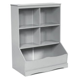 3-Tier Children's Multi-Functional Bookcase Toy Storage Bin Floor Cabinet-Gray