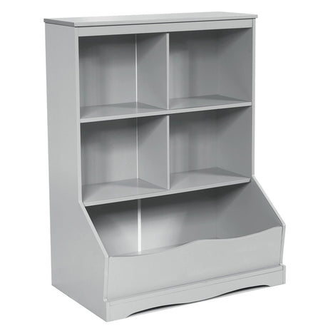 3-Tier Children's Multi-Functional Bookcase Toy Storage Bin Floor Cabinet-Gray