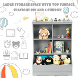 3-Tier Children's Multi-Functional Bookcase Toy Storage Bin Floor Cabinet-Gray