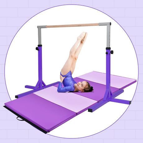 Adjustable Gymnastics Bar Horizontal Bar for Kids-Purple
