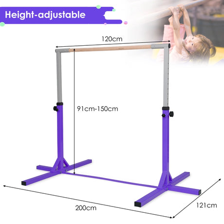 Adjustable Gymnastics Bar Horizontal Bar for Kids-Purple