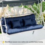Outsunny Outdoor Seat Cushions Back Cushion with 2 Pillows, Water Repellent Seat Pads for 3-Seater Chair, Dark Blue