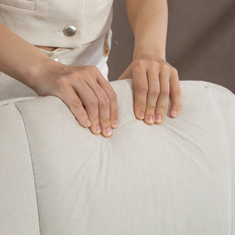 HOMCOM Linen Swivel Recliner Chair with Footstool, Upholstered Reclining Armchair with Wooden Base for Living Room, Beige