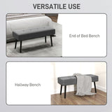 HOMCOM End of Bed Bench, Corduroy Bedroom Bench with Thick Padding and Steel Legs, Tufted Window Seat for Entryway, Living Room, Grey