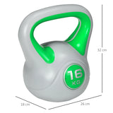 SPORTNOW Kettlebell, 16kg Kettle Bells with Handle for Home Gym Weight Lifting and Strength Training, Green and Grey