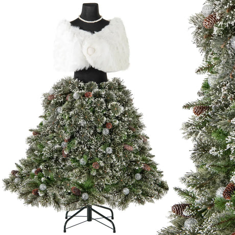 Pre-lit Mannequin Hinged Dress Form Artificial Christmas Tree for Home Office