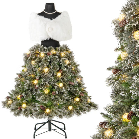 Pre-lit Mannequin Hinged Dress Form Artificial Christmas Tree for Home Office