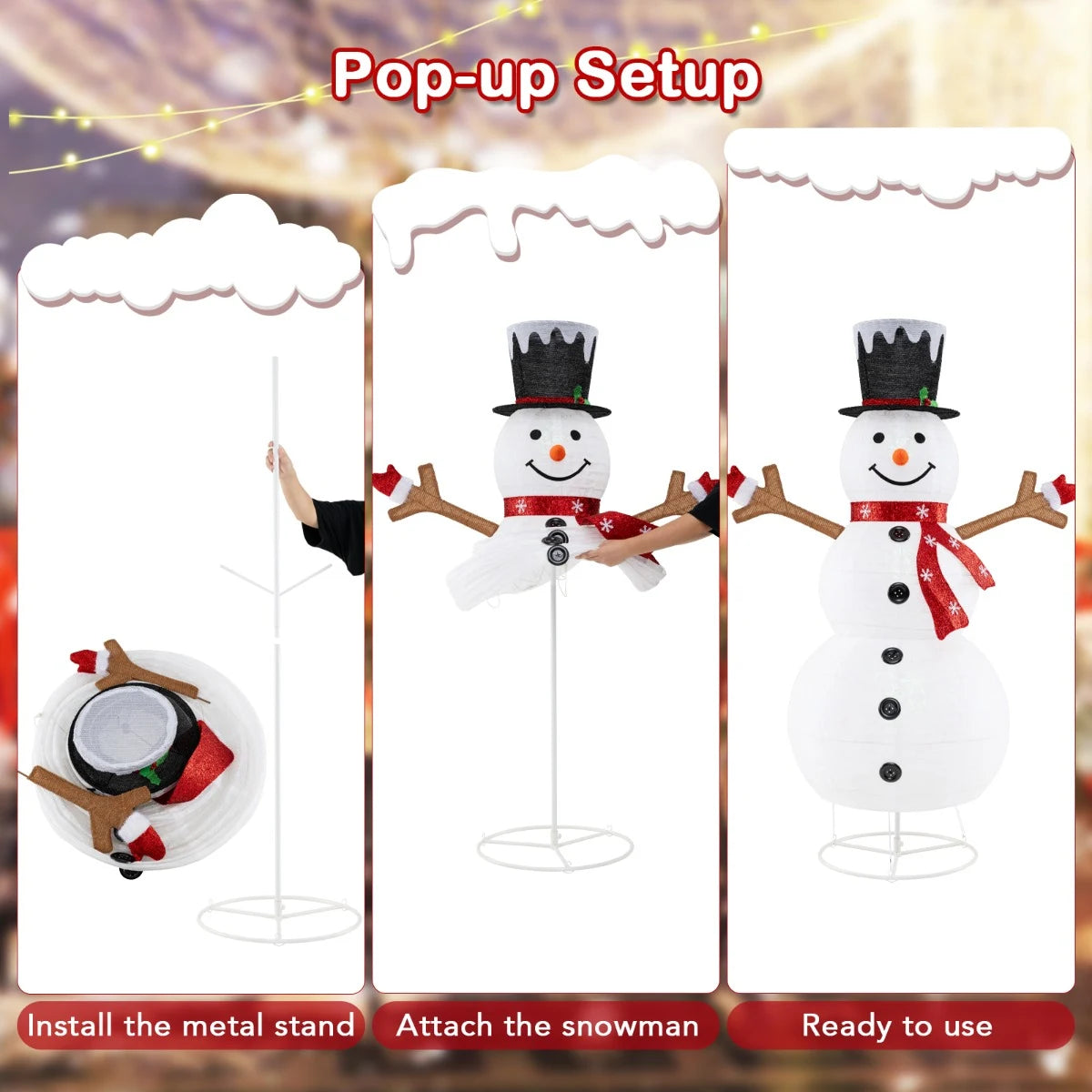 Pre-Lit Pop-up Christmas Decoration with 180 Cold White LED Lights