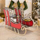 95CM Christmas Metal Sleigh Decoration with 2-Tier Storage Shelf