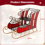 95CM Christmas Metal Sleigh Decoration with 2-Tier Storage Shelf