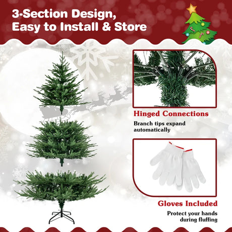 Pre-Lit Christmas Tree with LED Lights and 8 Lighting Modes-6 ft