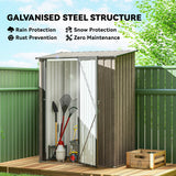 Outsunny 5x3 Garden Shed with Sloped Roof, Lockable Door for Tools and Equipment Storage, Light Grey