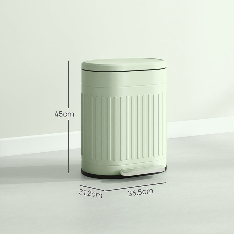 HOMCOM 20L Metal Kitchen Bin, with Soft-Close Lid - Light Green