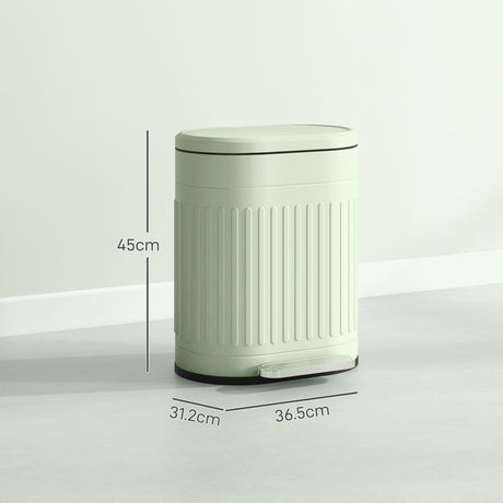 HOMCOM 20L Metal Kitchen Bin, with Soft-Close Lid - Light Green